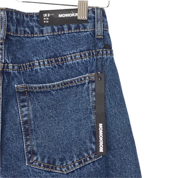 Dolls Kill Momokrom High Waist Cropped Wide Leg Raw Hem Jeans - Picture 9 of 11